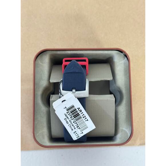 Emporio Armani Sigma AR11217 Men\'s Watch With Blue Dial Blue Rubber Belt.